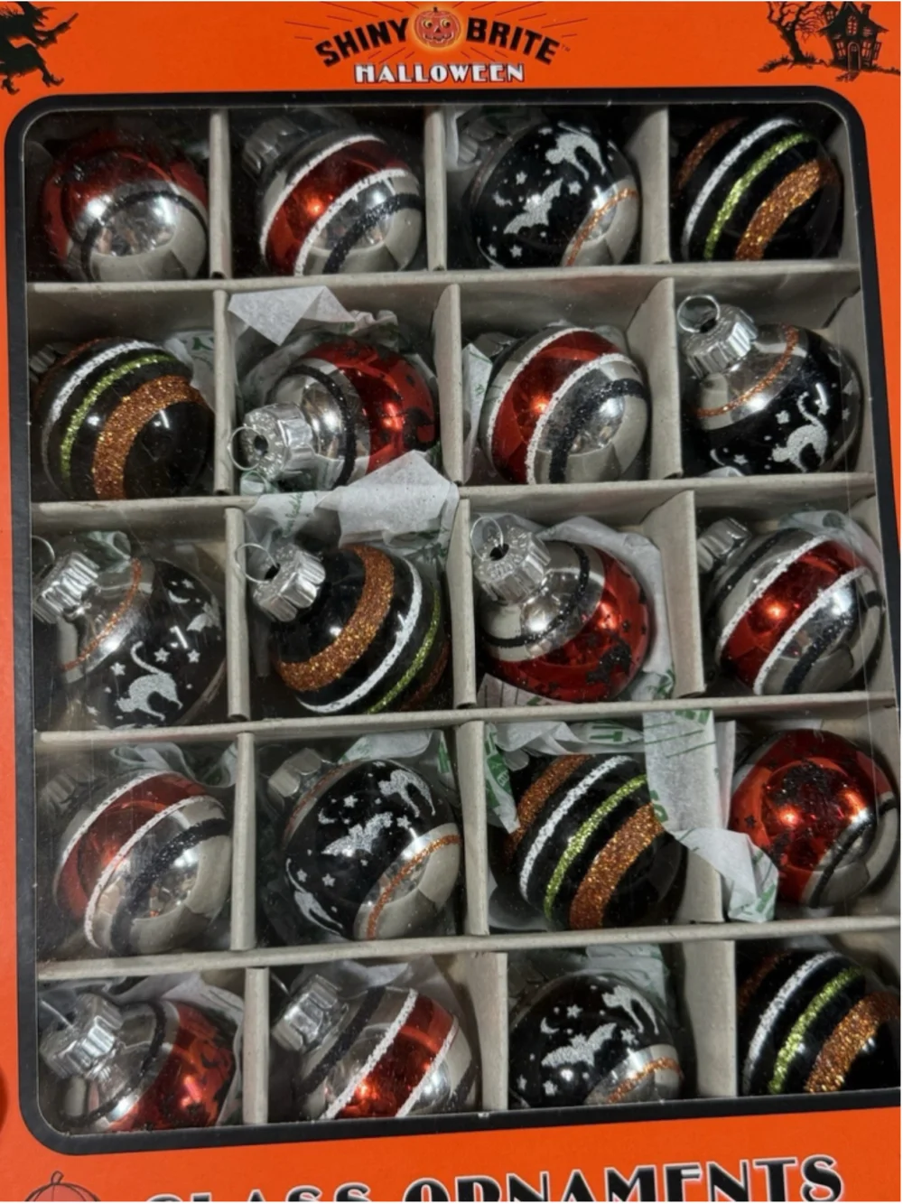 Christopher Radko Shiny Brite Halloween Mini Glass Ornaments 20 Pc NIB Retro